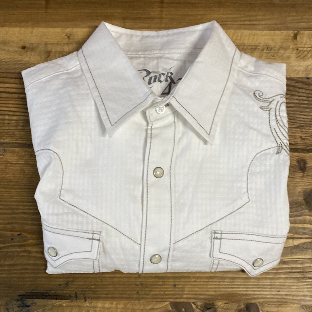 Wrangler Rock47 Men’s White LongSleeve Snap-Down Western Shirt